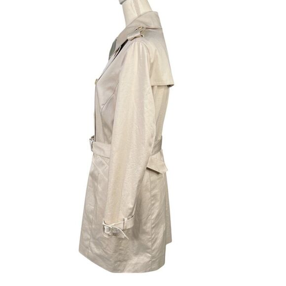 Brooks Brothers Double Breasted Belted Trench Coat Light Cream Size 10 - Picture 3 of 11